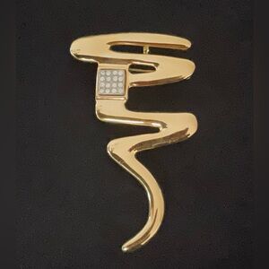 #224 Vintage Park Lane Goldtone Swirl Brooch with Rhinestones